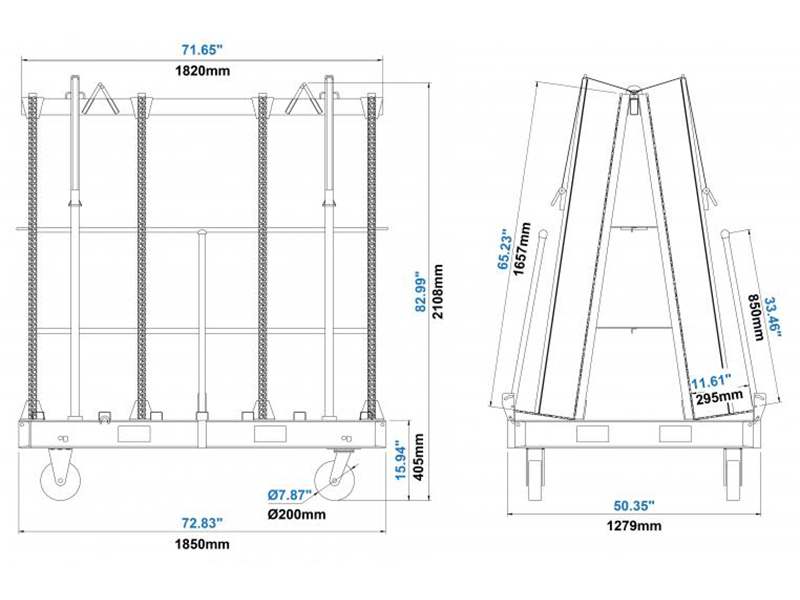Transport Frame AF1850QP Dimensions