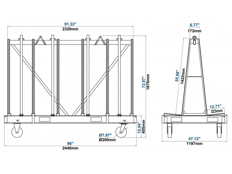 Transport Frame AF2440QP Dimensions